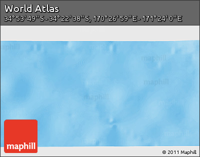 Physical 3D Map of the Area around 34° 38' 13" S, 170° 55' 30" E