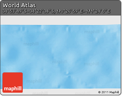 Physical 3D Map of the Area around 34° 38' 13" S, 170° 55' 30" E