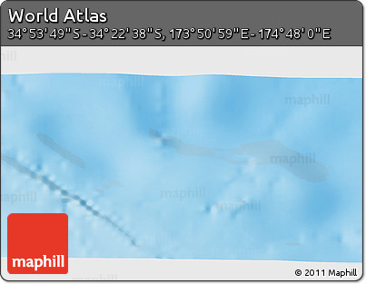 Physical 3D Map of the Area around 34° 38' 13" S, 174° 19' 29" E