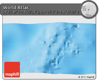 Physical 3D Map of the Area around 34° 38' 13" S, 177° 43' 29" E