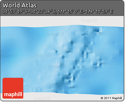 Physical 3D Map of the Area around 34° 38' 13" S, 177° 43' 29" E