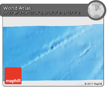 Physical 3D Map of the Area around 34° 38' 13" S, 17° 4' 30" E