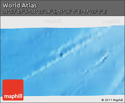Physical 3D Map of the Area around 34° 38' 13" S, 17° 4' 30" E