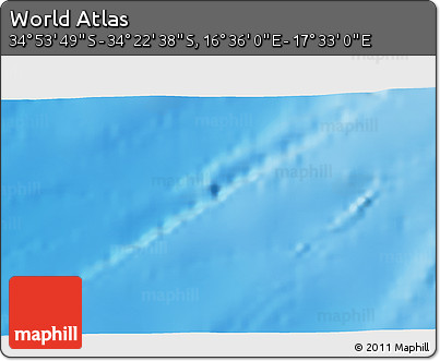 Physical 3D Map of the Area around 34° 38' 13" S, 17° 4' 30" E