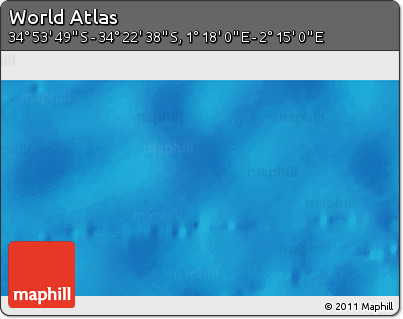 Physical 3D Map of the Area around 34° 38' 13" S, 1° 46' 29" E