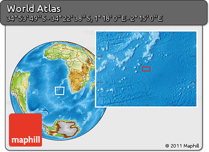 Physical Location Map of the Area around 34° 38' 13" S, 1° 46' 29" E