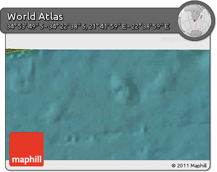 Satellite 3D Map of the Area around 34° 38' 13" S, 22° 10' 29" E