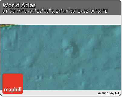 Satellite 3D Map of the Area around 34° 38' 13" S, 22° 10' 29" E