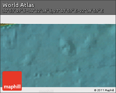 Satellite 3D Map of the Area around 34° 38' 13" S, 22° 10' 29" E