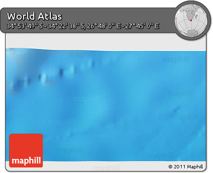 Physical 3D Map of the Area around 34° 38' 13" S, 27° 16' 29" E