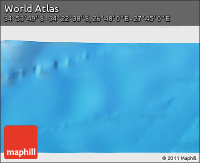 Physical 3D Map of the Area around 34° 38' 13" S, 27° 16' 29" E