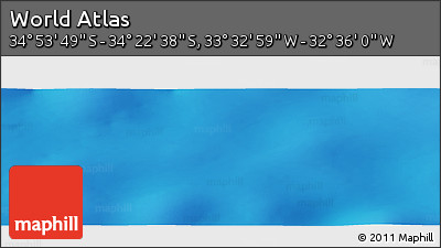 Physical Panoramic Map of the Area around 34° 38' 13" S, 33° 4' 30" W