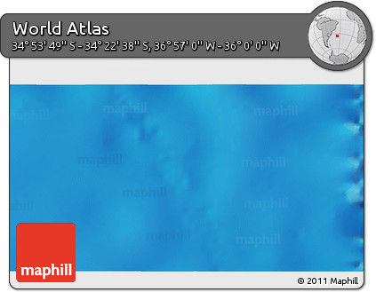 Physical 3D Map of the Area around 34° 38' 13" S, 36° 28' 30" W