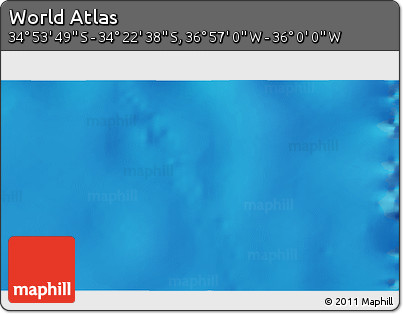 Physical 3D Map of the Area around 34° 38' 13" S, 36° 28' 30" W
