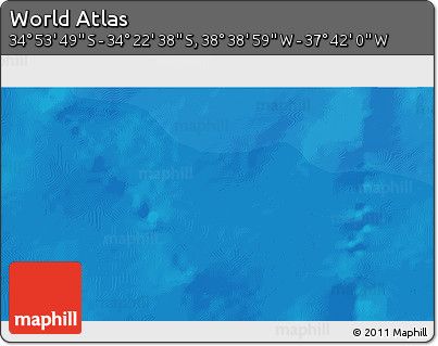 Political 3D Map of the Area around 34° 38' 13" S, 38° 10' 29" W
