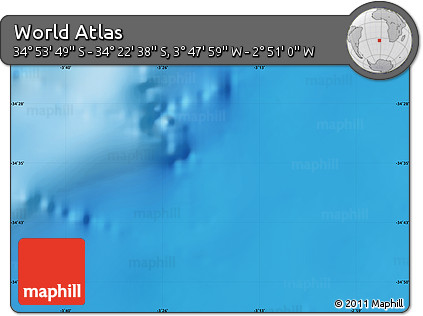 Physical Map of the Area around 34° 38' 13" S, 3° 19' 30" W