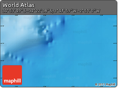 Physical Map of the Area around 34° 38' 13" S, 3° 19' 30" W