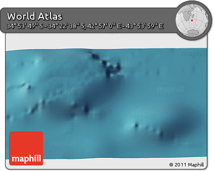 Satellite 3D Map of the Area around 34° 38' 13" S, 43° 25' 29" E