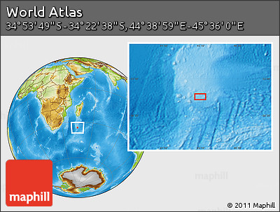 Physical Location Map of the Area around 34° 38' 13" S, 45° 7' 30" E