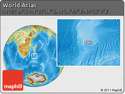 Physical Location Map of the Area around 34° 38' 13" S, 45° 7' 30" E