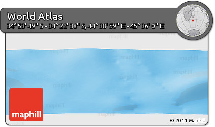 Physical Panoramic Map of the Area around 34° 38' 13" S, 45° 7' 30" E