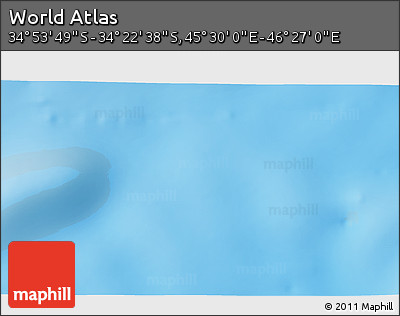 Physical 3D Map of the Area around 34° 38' 13" S, 45° 58' 30" E