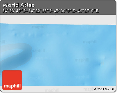 Physical 3D Map of the Area around 34° 38' 13" S, 45° 58' 30" E