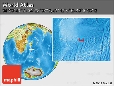 Physical Location Map of the Area around 34° 38' 13" S, 47° 40' 29" E