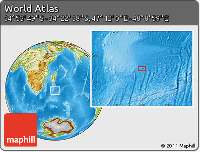 Physical Location Map of the Area around 34° 38' 13" S, 47° 40' 29" E