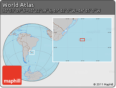 Gray Location Map of the Area around 34° 38' 13" S, 49° 13' 30" W