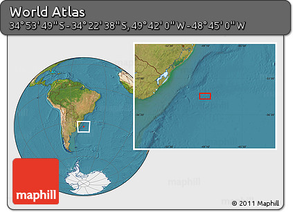 Satellite Location Map of the Area around 34° 38' 13" S, 49° 13' 30" W