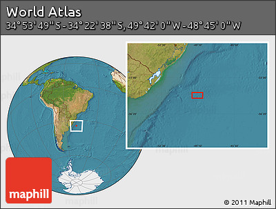 Satellite Location Map of the Area around 34° 38' 13" S, 49° 13' 30" W