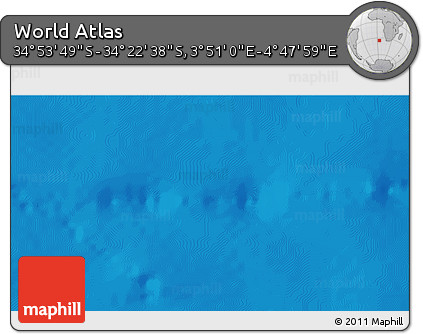 Physical 3D Map of the Area around 34° 38' 13" S, 4° 19' 30" E