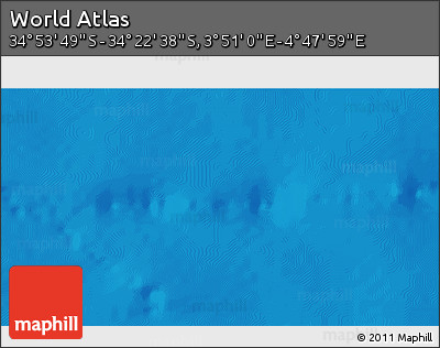 Physical 3D Map of the Area around 34° 38' 13" S, 4° 19' 30" E
