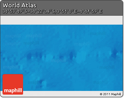 Physical 3D Map of the Area around 34° 38' 13" S, 4° 19' 30" E
