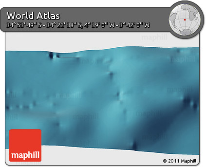 Satellite 3D Map of the Area around 34° 38' 13" S, 4° 10' 30" W