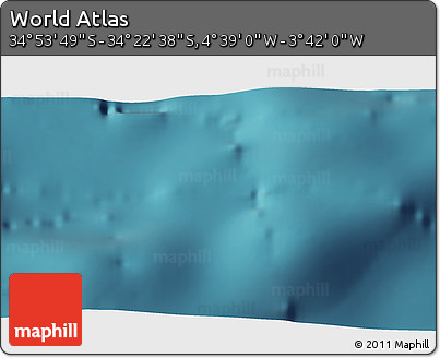 Satellite 3D Map of the Area around 34° 38' 13" S, 4° 10' 30" W