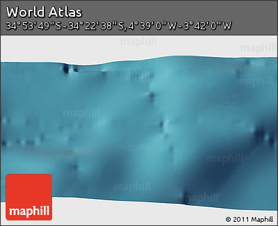 Satellite 3D Map of the Area around 34° 38' 13" S, 4° 10' 30" W