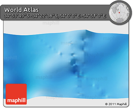Physical 3D Map of the Area around 34° 38' 13" S, 54° 28' 30" E