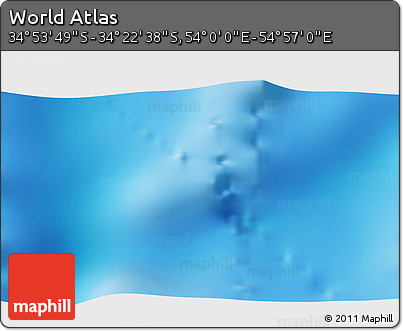 Physical 3D Map of the Area around 34° 38' 13" S, 54° 28' 30" E