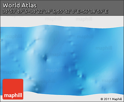 Physical 3D Map of the Area around 34° 38' 13" S, 56° 10' 29" E