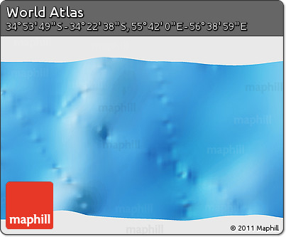 Physical 3D Map of the Area around 34° 38' 13" S, 56° 10' 29" E