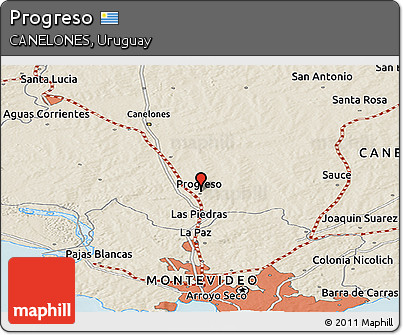 Shaded Relief Panoramic Map of Progreso