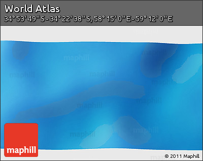 Physical 3D Map of the Area around 34° 38' 13" S, 58° 43' 30" E