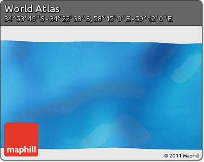 Physical 3D Map of the Area around 34° 38' 13" S, 58° 43' 30" E