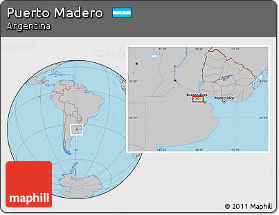 Gray Location Map of Puerto Madero