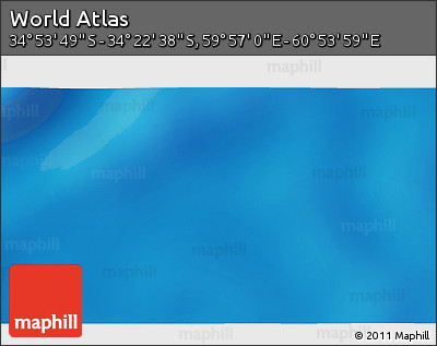 Physical 3D Map of the Area around 34° 38' 13" S, 60° 25' 29" E