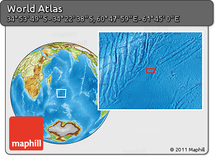 Physical Location Map of the Area around 34° 38' 13" S, 61° 16' 29" E