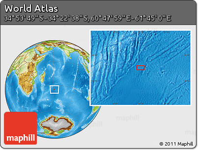 Physical Location Map of the Area around 34° 38' 13" S, 61° 16' 29" E