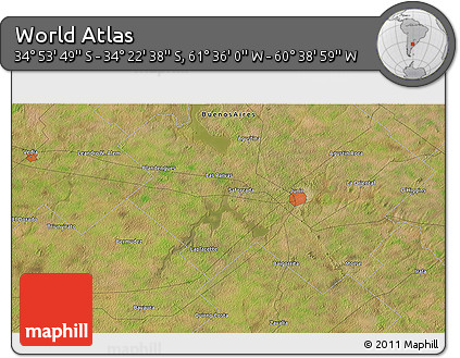 Satellite 3D Map of the Area around 34° 38' 13" S, 61° 7' 30" W